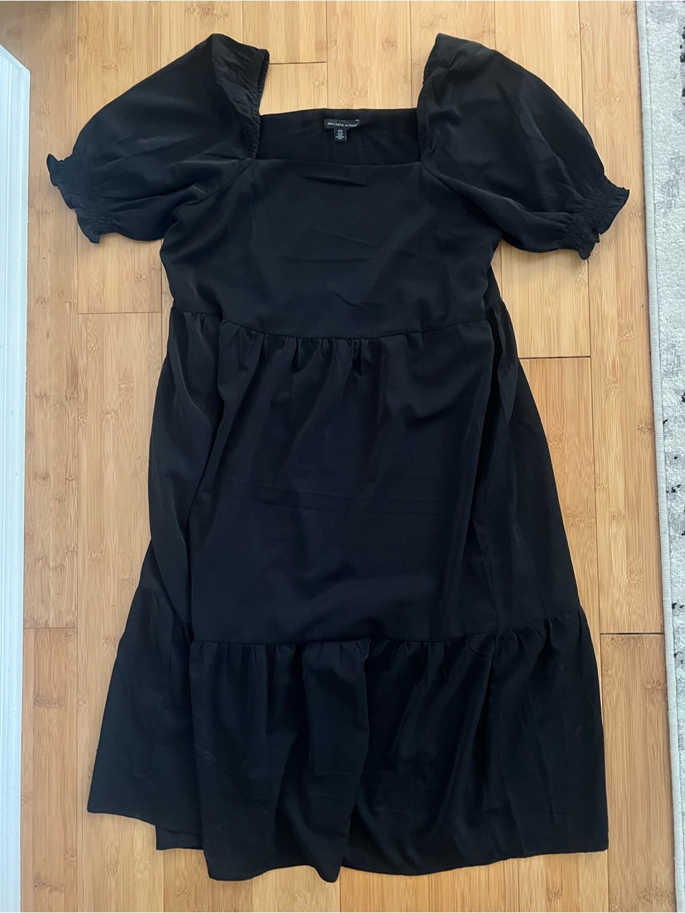Saks Fifth Avenue Black Puff-Sleeve Midi Dress